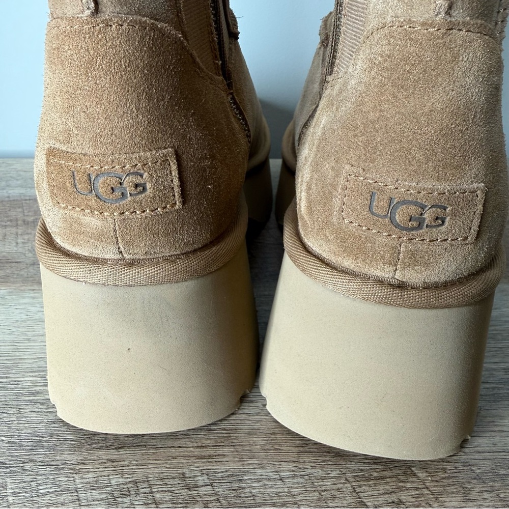UGG Authentic Classic Twin Seam New Heights Chestnut Suede Platform Zipper Sz 6 - Picture 7 of 13